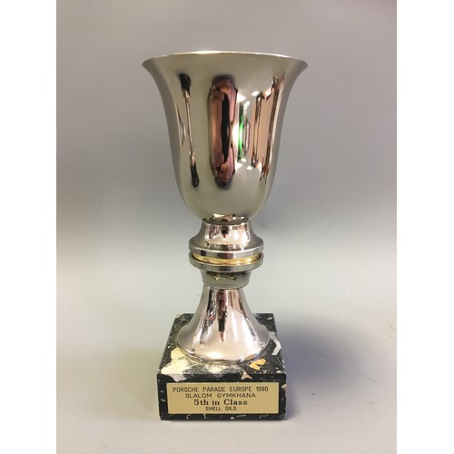 106 - Motoring Trophies x2 to include Porsche Tallest 33cm.