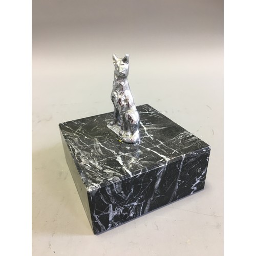 109 - Car Mascot on Marble Base in the Form of a German Shepherd Chromed.