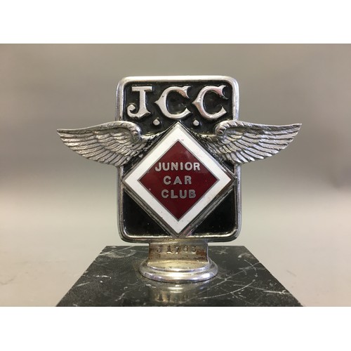 114 - Circa 1930 J.C.C  Junior Car Club Ser No J1763 Elkington & Co Chrome and Enamel Car Badge/Mascot... 