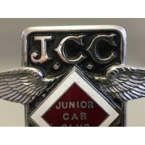 114 - Circa 1930 J.C.C  Junior Car Club Ser No J1763 Elkington & Co Chrome and Enamel Car Badge/Mascot... 