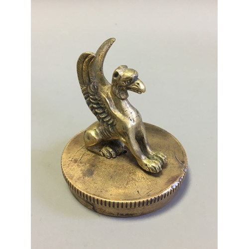 115 - Vintage Car Gryphon Brass Radiator Cap