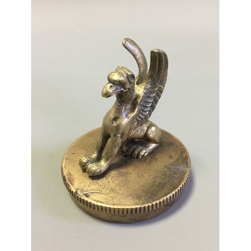 115 - Vintage Car Gryphon Brass Radiator Cap