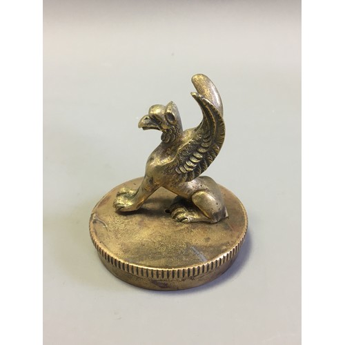 115 - Vintage Car Gryphon Brass Radiator Cap