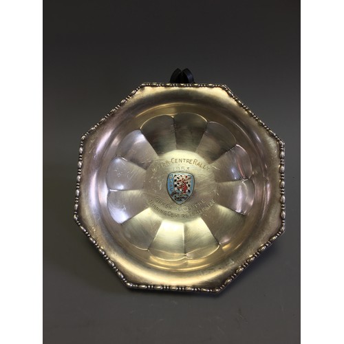 117 - Vintage B.A.R.C With Enamel Badge 1953 Silver Plated Presentation Inter Centre Rally Winning Dish, 1... 