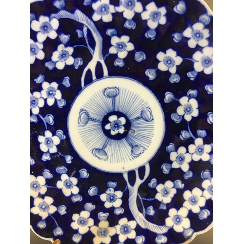 29 - 19th Century Large Japanese Arita Charger Blue and White Cherry Blossom Design.Dia 31cm