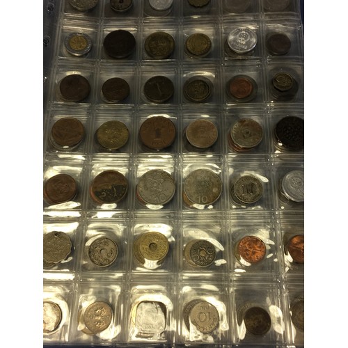 2 x blue coin folders of mixed copper and foreign coinage