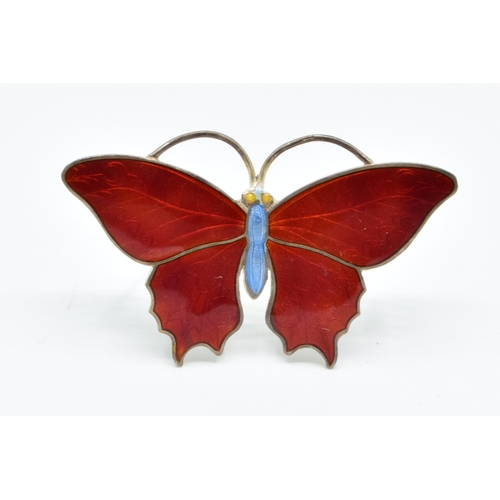 Marius Hammer silver and Enamel Butterfly brooch makers mark and 930s to reverse, 4.0cm x2.5cm