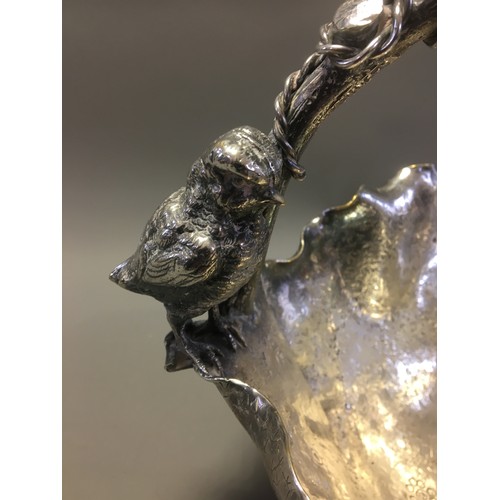 119 - Highly Unusual Silver Plate on Copper and Brass 19th Century Aesthetic Period Basket Form Centre Pie... 