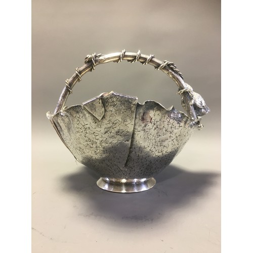 119 - Highly Unusual Silver Plate on Copper and Brass 19th Century Aesthetic Period Basket Form Centre Pie... 