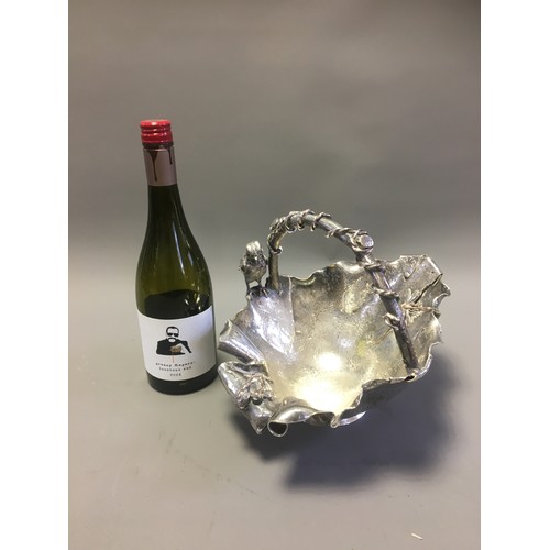 119 - Highly Unusual Silver Plate on Copper and Brass 19th Century Aesthetic Period Basket Form Centre Pie... 