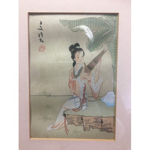 110 - Set of 4 Japanese Showa Period Classic Paintings on Silk in later Frames. 