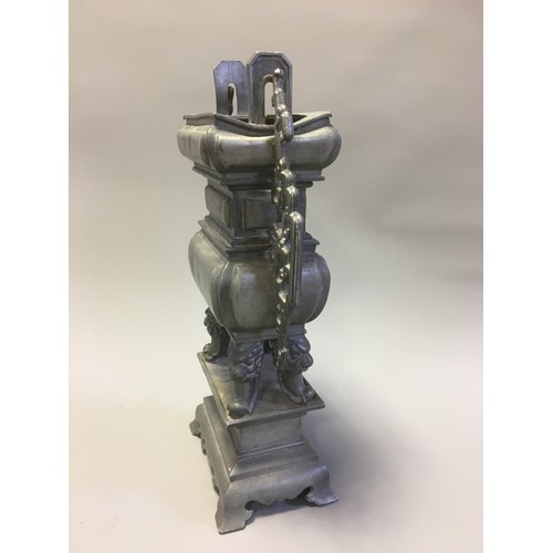 104 - Chinese Kut Hing Swatow Large Pewter Temple Style Censor.Fully Marked to the Base Early 20th Century... 