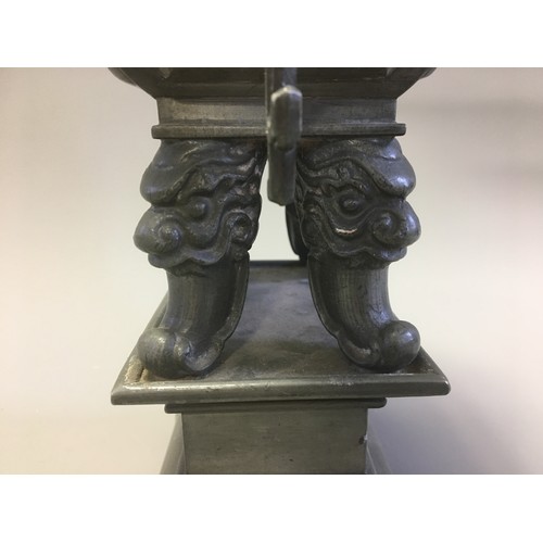 104 - Chinese Kut Hing Swatow Large Pewter Temple Style Censor.Fully Marked to the Base Early 20th Century... 