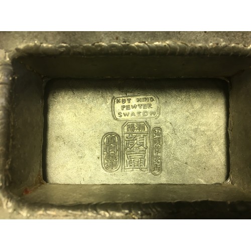 104 - Chinese Kut Hing Swatow Large Pewter Temple Style Censor.Fully Marked to the Base Early 20th Century... 