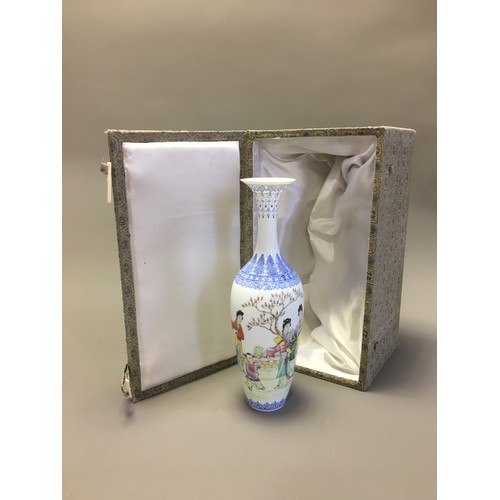 83 - Chinese Republic Period Cased Eggshell Porcelain Vase. Having Hand Painted Figural and Script Decora... 