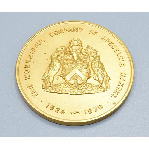 120 - Silver gilt commemorative medallion, cased, inscribed “To commemorate 350th Anniversary of the Chart... 