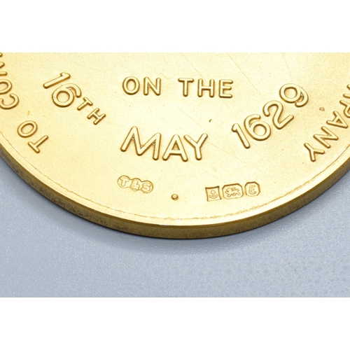 120 - Silver gilt commemorative medallion, cased, inscribed “To commemorate 350th Anniversary of the Chart... 