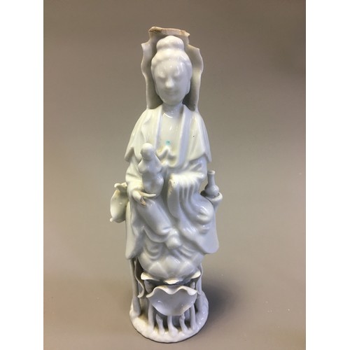 88 - Early 20th Century Chinese Guangxu Porcelain Figure Blanc De Chine Dehua Celadon Guanyin together wi... 