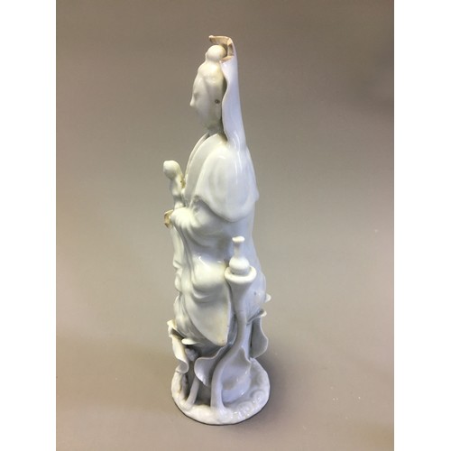 88 - Early 20th Century Chinese Guangxu Porcelain Figure Blanc De Chine Dehua Celadon Guanyin together wi... 
