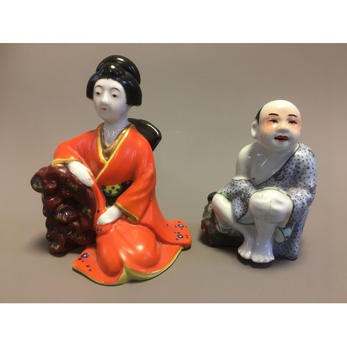 94 - 5 x Oriental Figures - A Seated well modeled Buddha, Immortals etc.