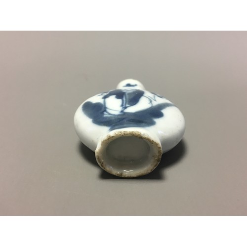 95 - Chinese 19th Century Blue and White Decorated Snuff Bottle, Hand Decorated with Lone Seated Immortal... 