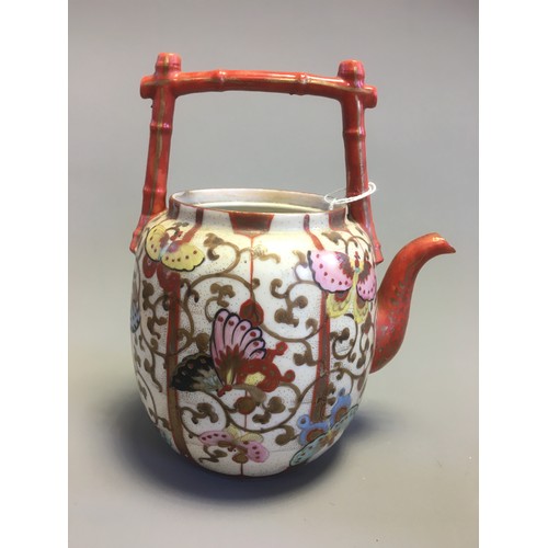 96 - Oriental Ceramics Chinese and Japanese to include a Butterfly Decorated Tea Pot with Bamboo effect H... 