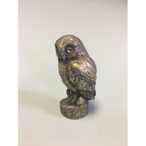 76 - Heavy Silver Plated Owl and a Signed Studio Pottery Vase.