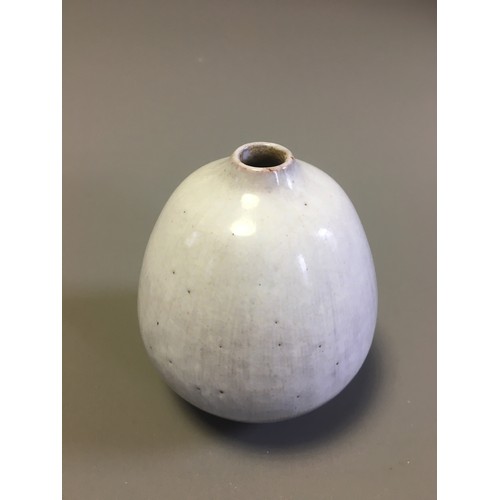 76 - Heavy Silver Plated Owl and a Signed Studio Pottery Vase.