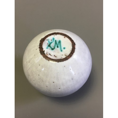 76 - Heavy Silver Plated Owl and a Signed Studio Pottery Vase.