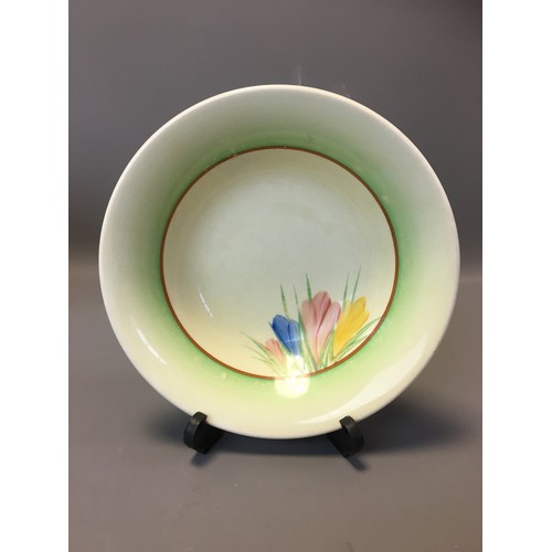 68 - Art Deco - Clarice Cliff Green Leaf Ribbed Bowl for Wilkinson and a Clarice Cliff Crocus Bowl for Ne... 