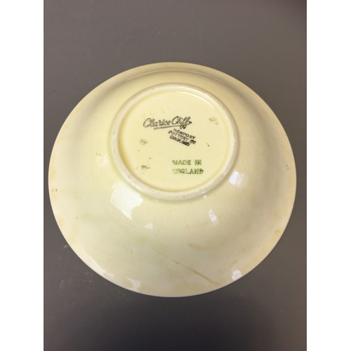 68 - Art Deco - Clarice Cliff Green Leaf Ribbed Bowl for Wilkinson and a Clarice Cliff Crocus Bowl for Ne... 