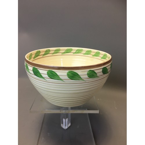 68 - Art Deco - Clarice Cliff Green Leaf Ribbed Bowl for Wilkinson and a Clarice Cliff Crocus Bowl for Ne... 