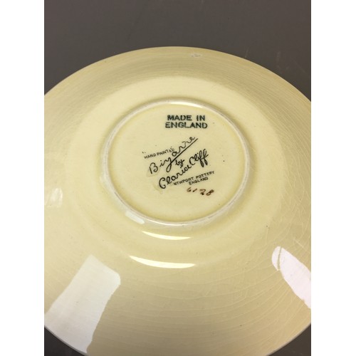 69 - Art Deco Clarice Cliff Bizarre Range Blue Banded Trio - Cup, Saucer and Plate.