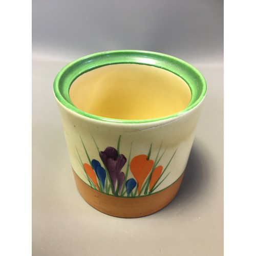70 - Art Deco Clarice Cliff 3 x Pots (No Lids) 2 x Crocus Pattern on with the Bruce Roger Cottage Pottery... 