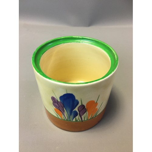70 - Art Deco Clarice Cliff 3 x Pots (No Lids) 2 x Crocus Pattern on with the Bruce Roger Cottage Pottery... 