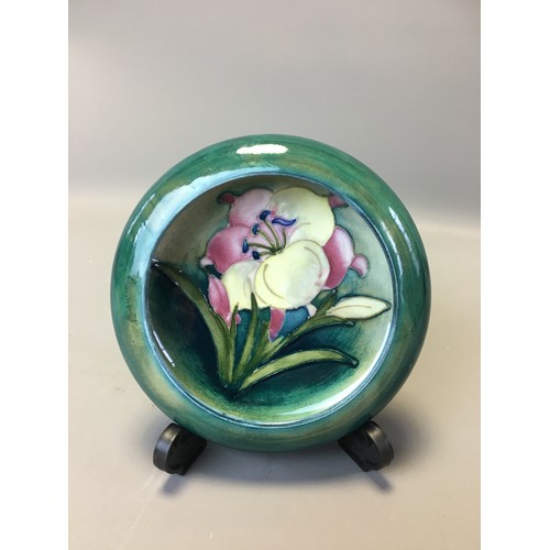 71 - Moorcroft Hibiscus Pattern Pin Dish Full markings and signed to the Base Potters to HM The Queen.