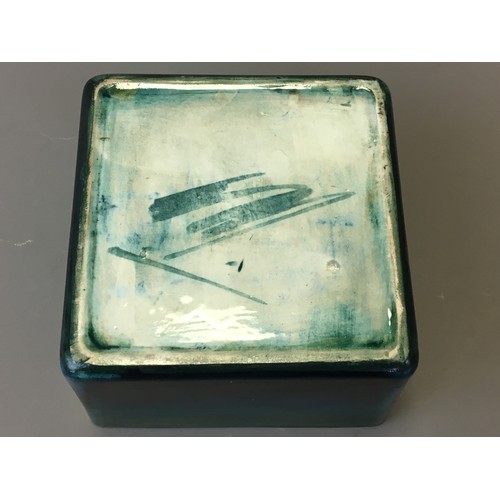 72 - Early Moorcroft Orchid Pattern Lidded Trinket Box of Square Form Signed to the base and the Lid.H 6.... 