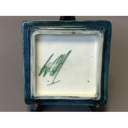 72 - Early Moorcroft Orchid Pattern Lidded Trinket Box of Square Form Signed to the base and the Lid.H 6.... 