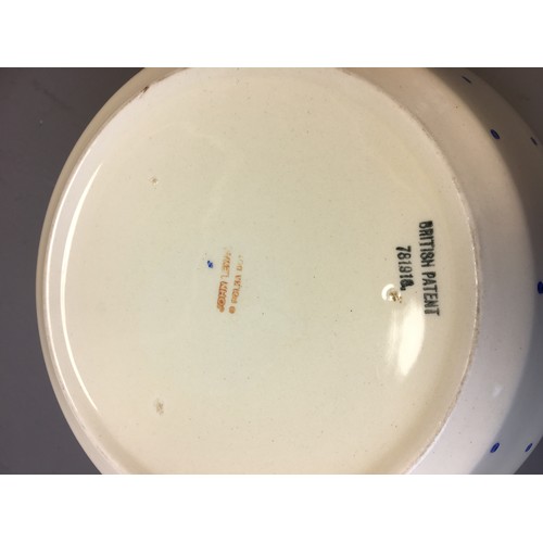 77 - Susie Cooper Crown Works Pottery John Lewis Blue 'Polka Dot' Kestrel Tureen c1935. Marked John Lewis... 