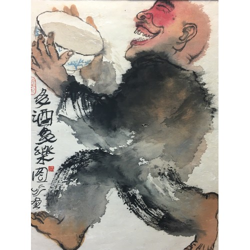 115 - Large Japanese Watercolour on a thin Papyrus Type Paper signed and Marked Titled 