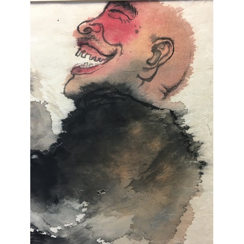 115 - Large Japanese Watercolour on a thin Papyrus Type Paper signed and Marked Titled 