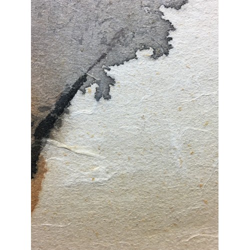 115 - Large Japanese Watercolour on a thin Papyrus Type Paper signed and Marked Titled 