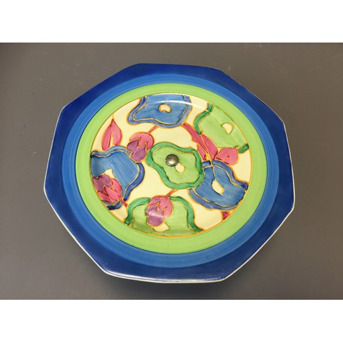 63 - Art Deco - Clarice Cliff Blue Chintz Cake Stand.H 10.5cm x Dia 22cm