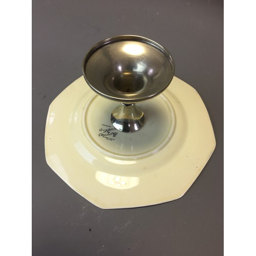 63 - Art Deco - Clarice Cliff Blue Chintz Cake Stand.H 10.5cm x Dia 22cm