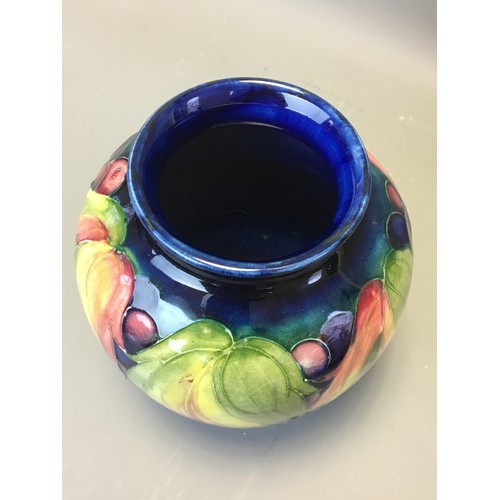73 - Period Moorcroft Good Sized Leaf and Berry Vase on Deep Blue Ground. Fully Signed to the base Potter... 
