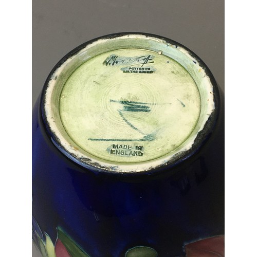 73 - Period Moorcroft Good Sized Leaf and Berry Vase on Deep Blue Ground. Fully Signed to the base Potter... 