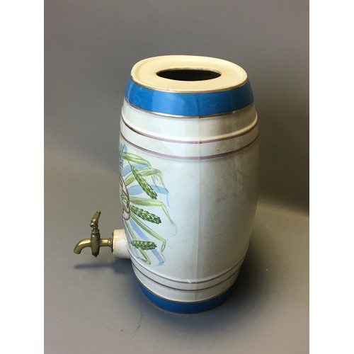 78 - Large Ceramic Port Barrel with the Brass Tap.H 34cm x W 29cm
