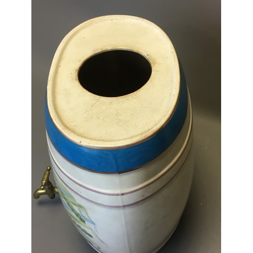 78 - Large Ceramic Port Barrel with the Brass Tap.H 34cm x W 29cm