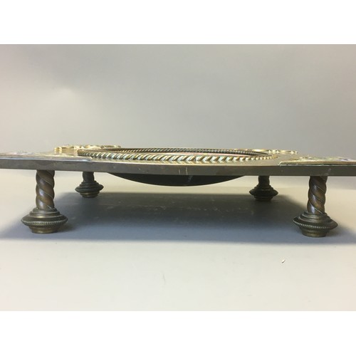 118 - 19th Century Ecclesiastical Champleve Enameled Large Alms Dish. Brass Construction with Pink, Blues ... 