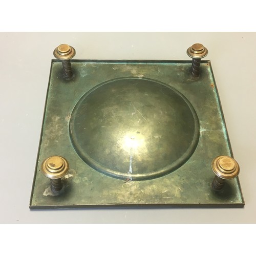 118 - 19th Century Ecclesiastical Champleve Enameled Large Alms Dish. Brass Construction with Pink, Blues ... 